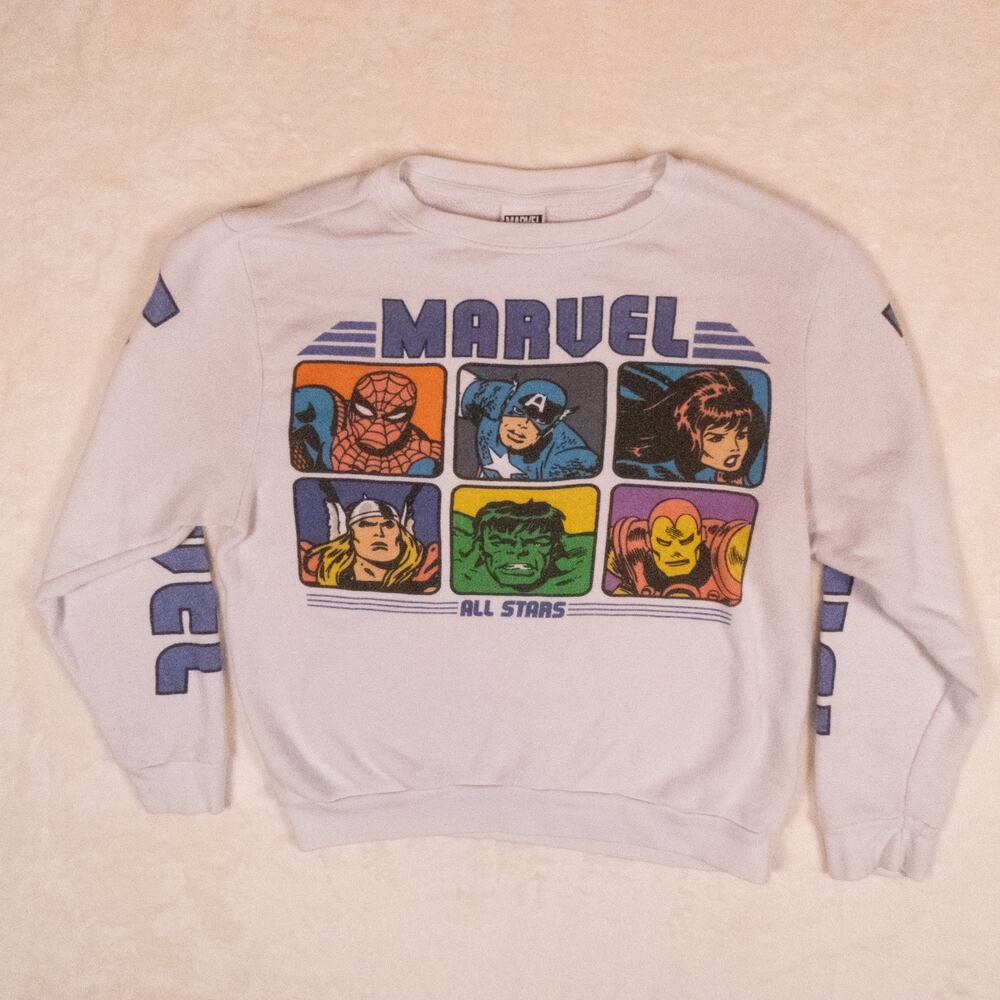 Marvel All Stars Sweatshirt Size S Comic Book Superhero Hulk Spiderman Thor